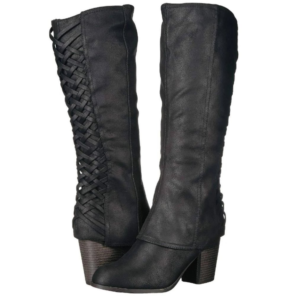 Knee High Black Foldover Boots